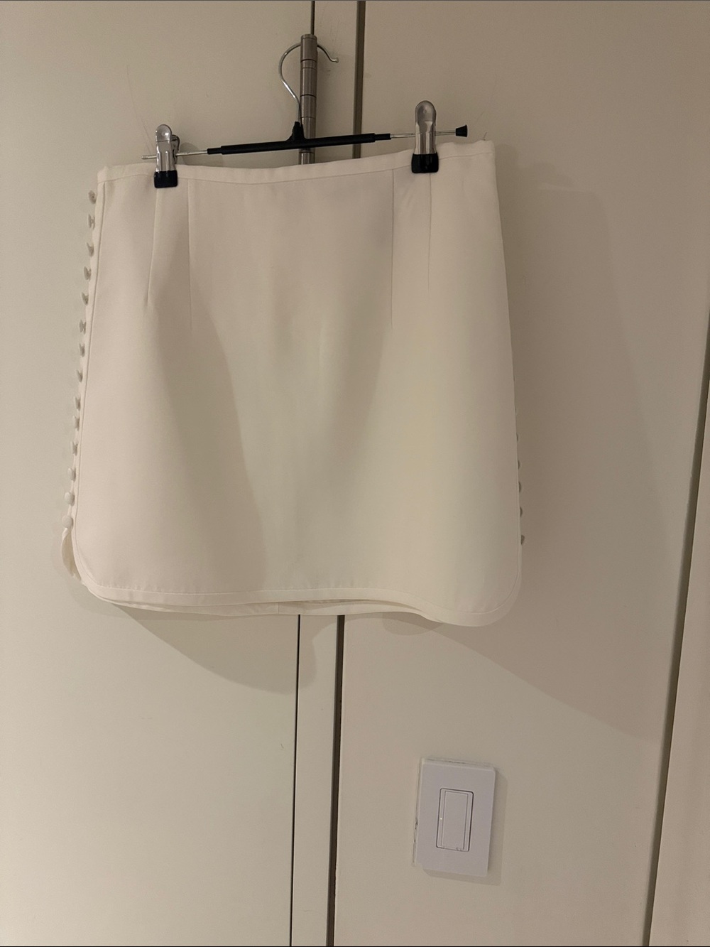 Zara White Mini Skirt with Side Button Detail